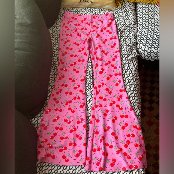 Pink Cherry Bell-bottom Medium Pants Stretch - Picture 2 of 4